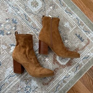 Marc Fisher Tan Suede Block Heel Boots